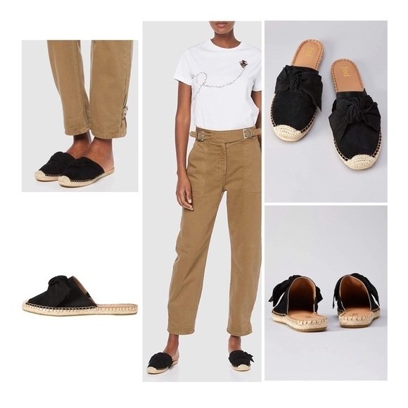𝅺find. Women's Bow Mule Leather Espadrille Shoes - Picture 1 of 10